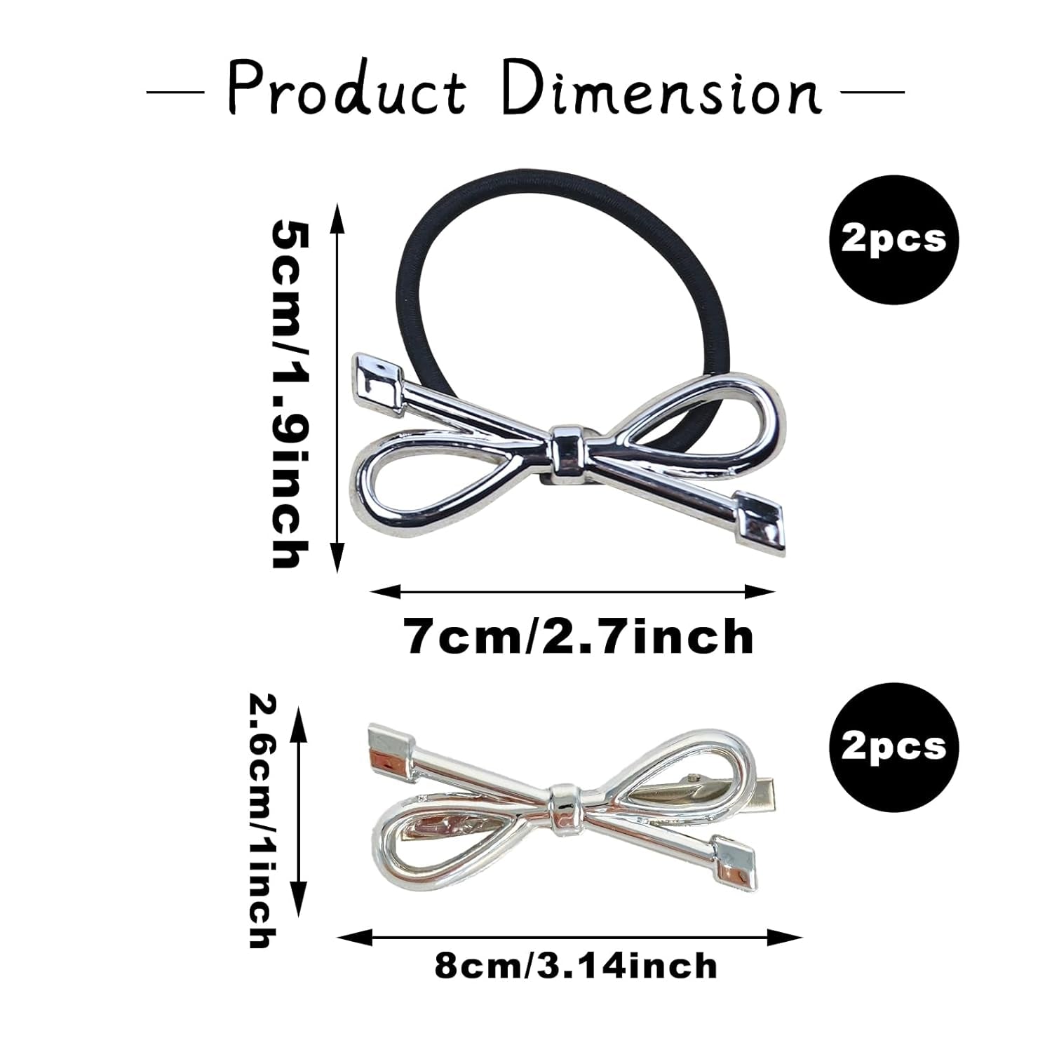 Metal Bows Hair Ties for Women Bows Hair Clips Rubber Elastic Hairband Bowknot Ponytail Holders Hair Accessories for Girls Hair Styling Holiday Party Supplies 4Pcs