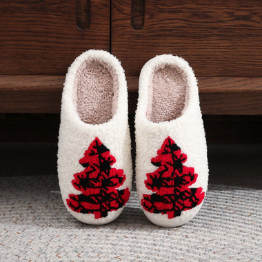 Christmas Tree Home Slippers Fashion Non-slip Floor Bedroom Slipper For Women Fuzzy House Shoes Winter