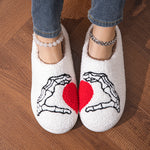 Funny Halloween Love Skull-hand Slippers Home Non-slip Soft Bottom Cotton Floor Bedroom Slippers Winter Warm House Shoes For Women Men