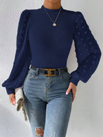 Women's Knitwear Round Neck Stitching Long Sleeve