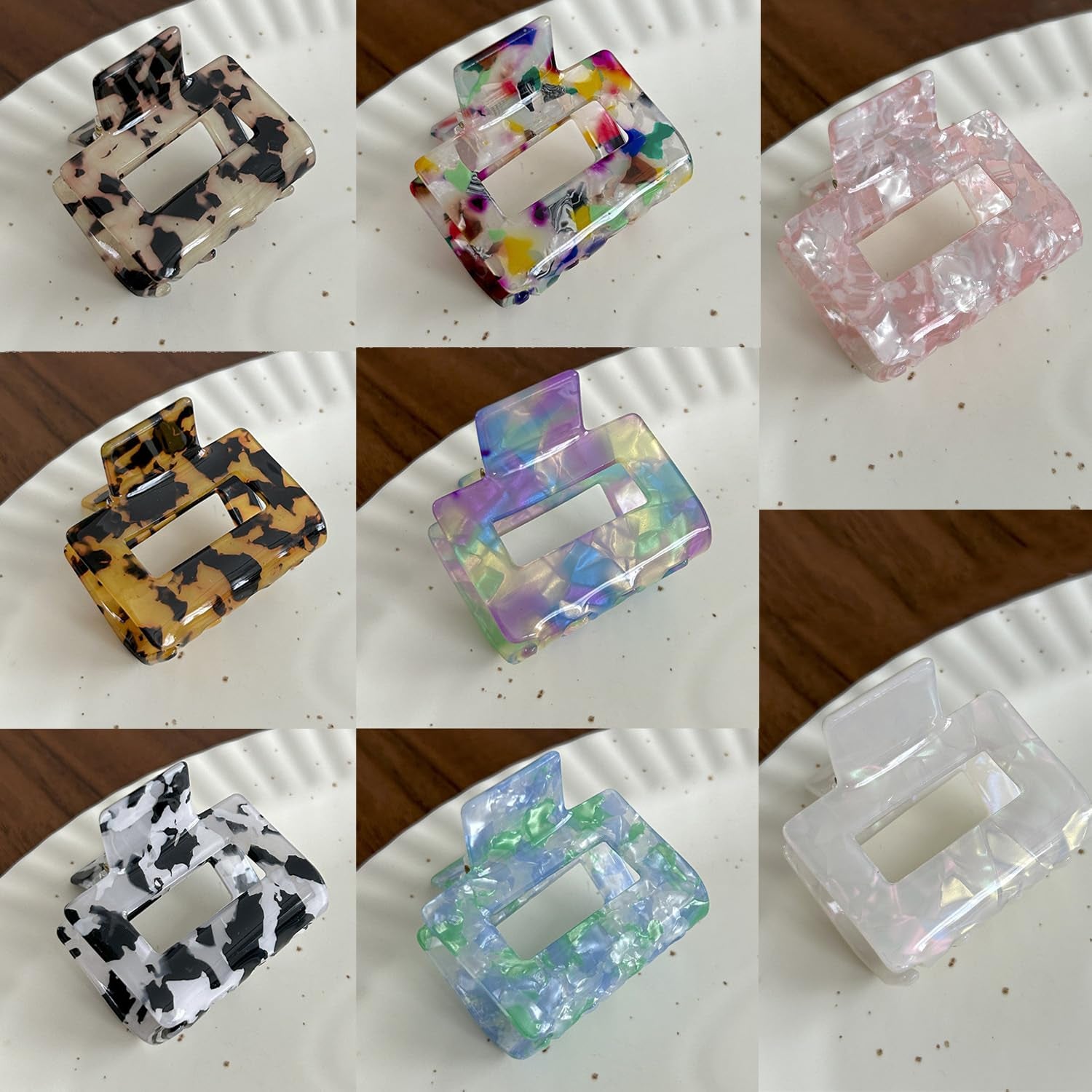 8Pcs Hair Claw Clips,  Hair Clips Square Hair Jaw Clips Hair Accessories for Women Medium Hair Clips Tortoise Barrettes Hair Accessories