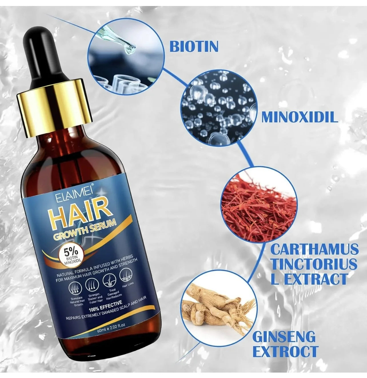 Hair Growth Oil with Biotin Hair Growth Serum Hair Regrowth Treatment for Scalp Hair Loss Hair Thinning, Natural Hair Growth for Thicker Longer Fuller Healthier Hair 2.0