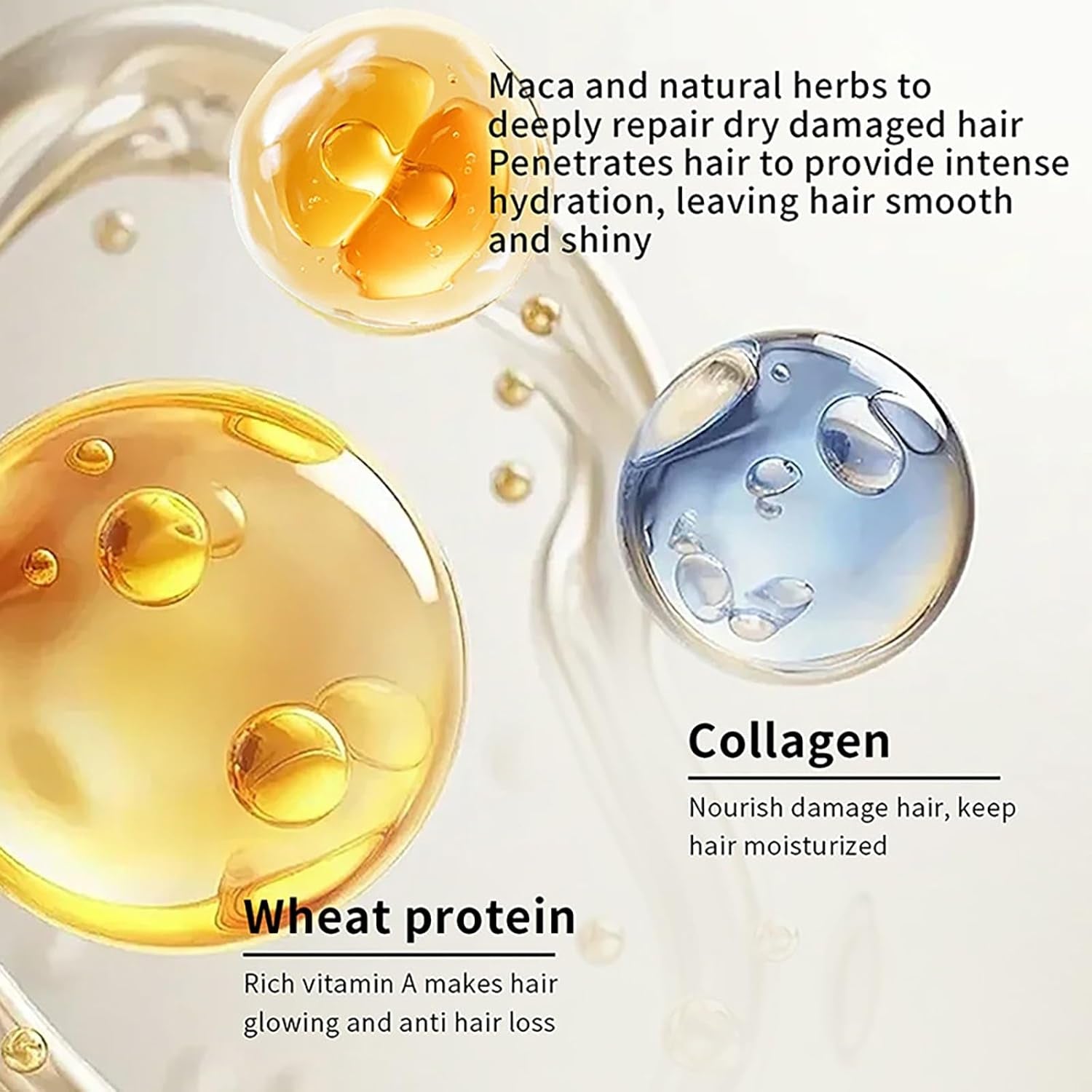 Collagen Hair Mask & Keratin Hair Mask,Hydrating Argan Oil Hair Repair Treatment Deep Conditioner Hair Protein Treatment for Natural Keratin Hair Treatment Hair Masque (Gold)