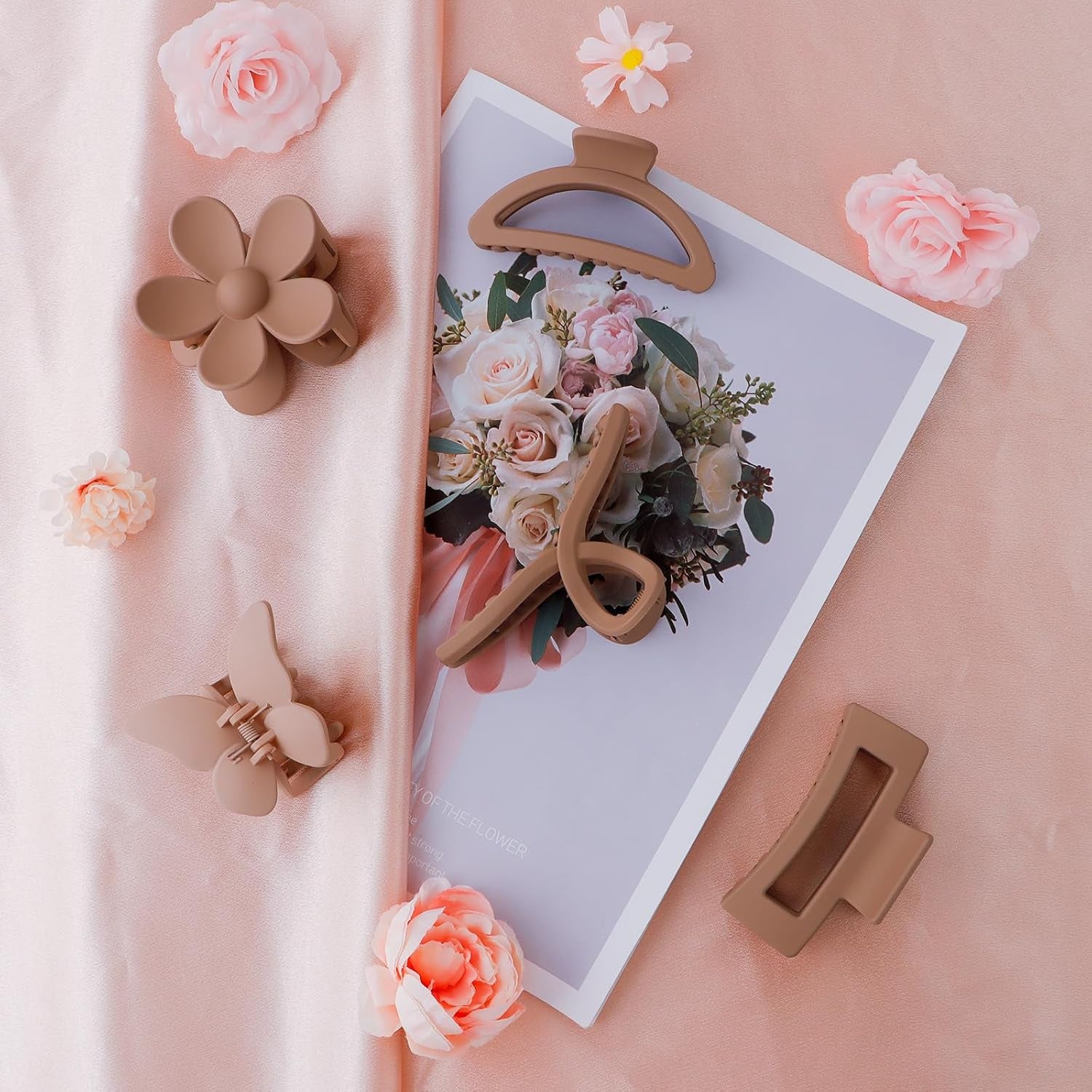 5 PCS Hair Clips for Women Hair Clips for Thick Hair Claw Clips Hair Accessories Medium Hair Clips Thick Hair Claw Clips for Long Hair Thick Hair Brown Claw Clip