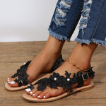 Lace Sandals Bohemia Beach Shoes Flowers Ankle Strap Flat Shoes Summer