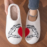 Funny Halloween Love Skull-hand Slippers Home Non-slip Soft Bottom Cotton Floor Bedroom Slippers Winter Warm House Shoes For Women Men