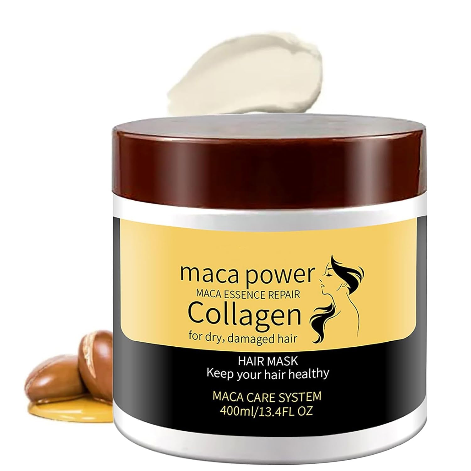 Collagen Hair Mask & Keratin Hair Mask,Hydrating Argan Oil Hair Repair Treatment Deep Conditioner Hair Protein Treatment for Natural Keratin Hair Treatment Hair Masque (Gold)