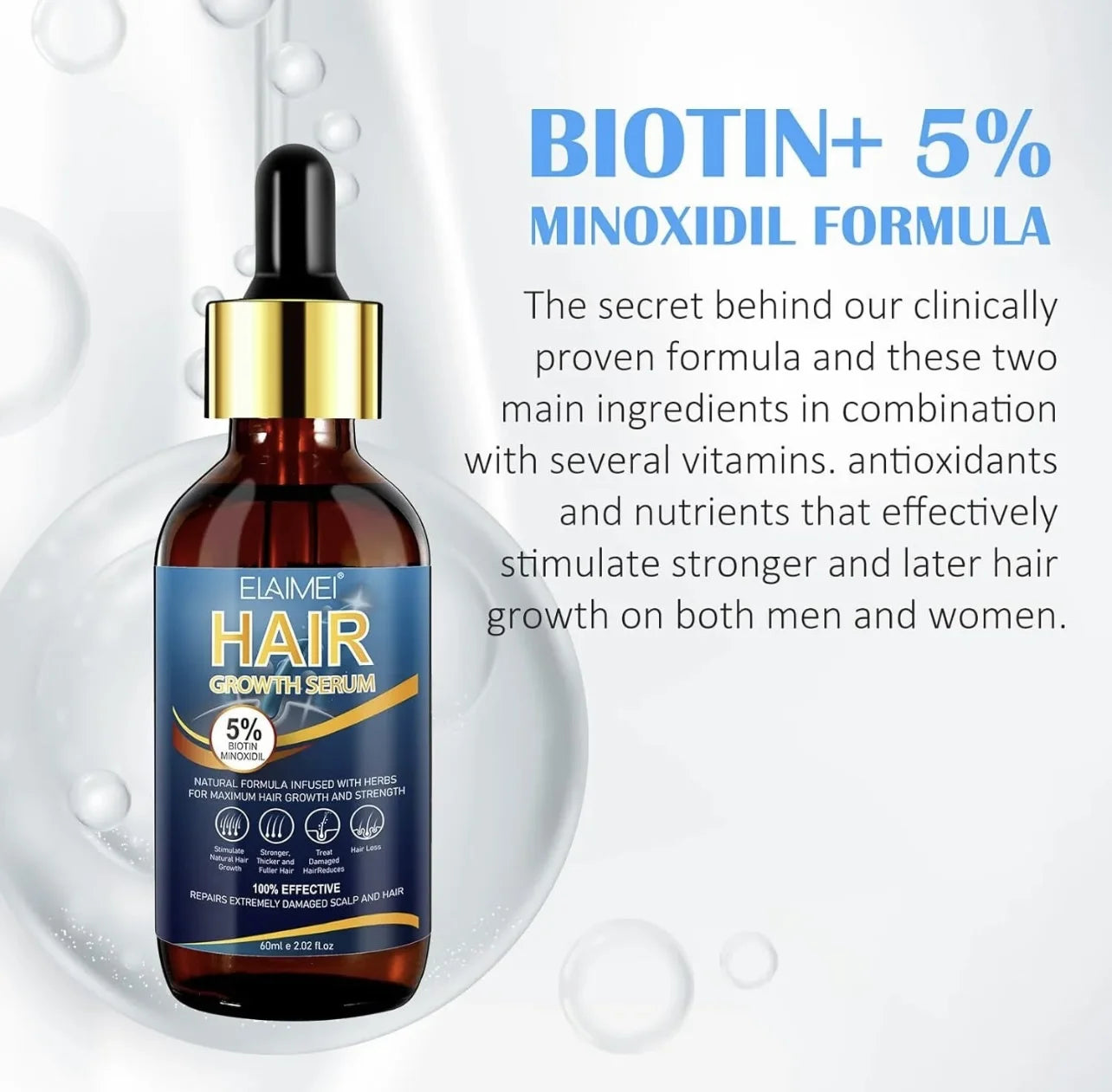 Hair Growth Oil with Biotin Hair Growth Serum Hair Regrowth Treatment for Scalp Hair Loss Hair Thinning, Natural Hair Growth for Thicker Longer Fuller Healthier Hair 2.0
