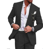 Men's Large Single Row One Button Solid Color Suit Two-piece Set