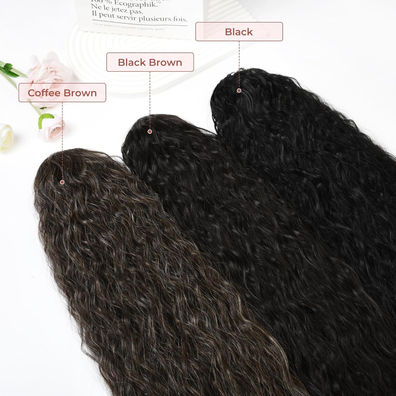 Ponytail Extension, 34" Black Long Wavy Drawstring Ponytail Extensions, DP001 Softer Lighter 80% Japanese Import Synthetic Clip in Hair Extensions Natural Looking Hairpiece for Women-Black