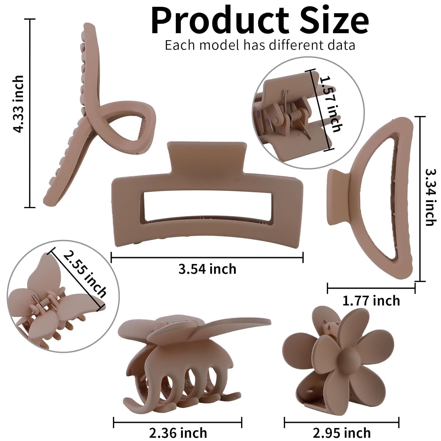 5 PCS Hair Clips for Women Hair Clips for Thick Hair Claw Clips Hair Accessories Medium Hair Clips Thick Hair Claw Clips for Long Hair Thick Hair Brown Claw Clip