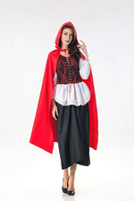 Adult Little Red Riding Hood Costume Women Halloween Cosplay Fantasia Party Long Dress+Cloak  holloween costumes