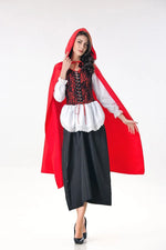 Adult Little Red Riding Hood Costume Women Halloween Cosplay Fantasia Party Long Dress+Cloak  holloween costumes