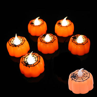 6Pcs/lot LED Pumpkin Light Halloween Decoration Ornaments Flickering Flameless Nigh Lamp Holloween Party Decoration Supplies