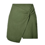 Women's High Waist Cotton And Linen Twisted Skirt