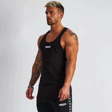 VQ New Muscle Fitness Dog Summer Fitness Vest Men's Outdoor Running Blazer Cotton Side Stripe Vest