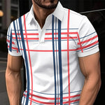 Men's Printed Lapel Button Sport Short Sleeved Shirt