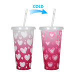 Household Fashion Simple Plastic Color Changing Cup With Straw