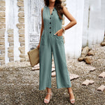 Elegant And Pure Color Jumpsuit With Feminine Temperament