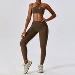 2023 Fashion Quick-Drying Nude Feel Yoga Suit Sports Back Shaping Workout Clothes Hip Lifting Sexy Skinny Yoga Clothes Two Pieces