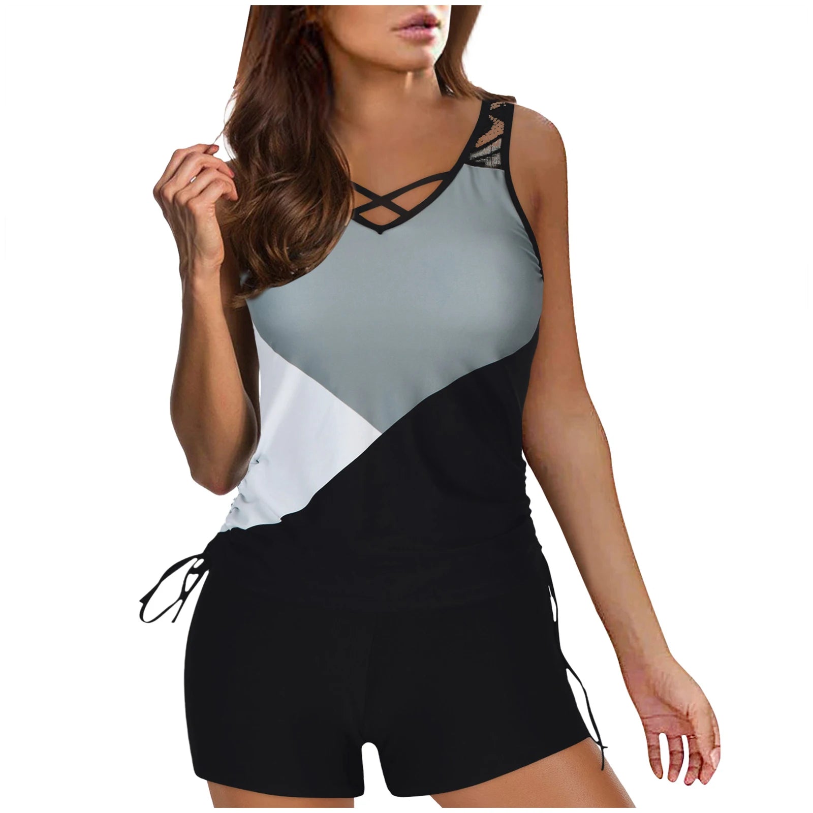 Bikini Sets With Shorts Women Vintage Printed Tankini