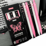 6pcs Cute Retractable Gel Pens, 0.5mm Black Ink Pen, Fine Nib Student Writing Diary School Office Supplies Christmas Gift