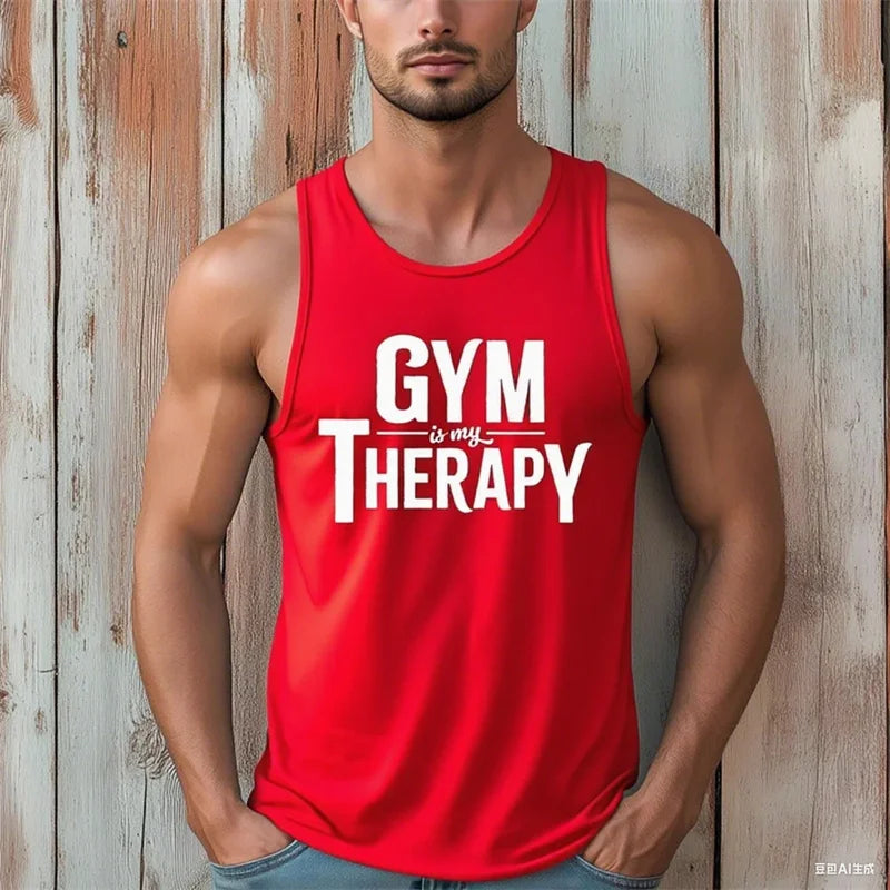Gym Is My Therapy Men’s Sleeveless Fitness Vest