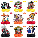 9Pcs/set Holloween Theme Skull Honeycomb Desktop Ornaments for Home Bar Mexican Day of The Dead Halloween Party Decoration