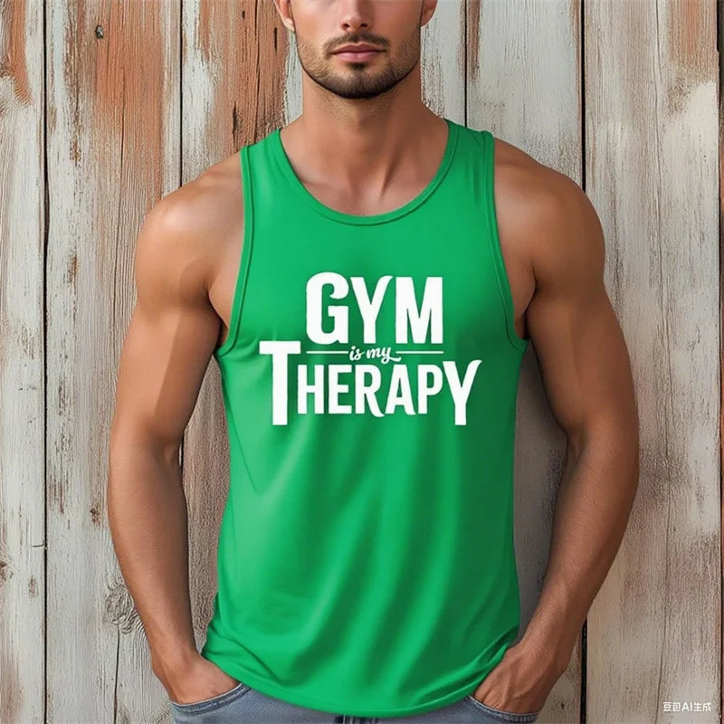 Gym Is My Therapy Men’s Sleeveless Fitness Vest