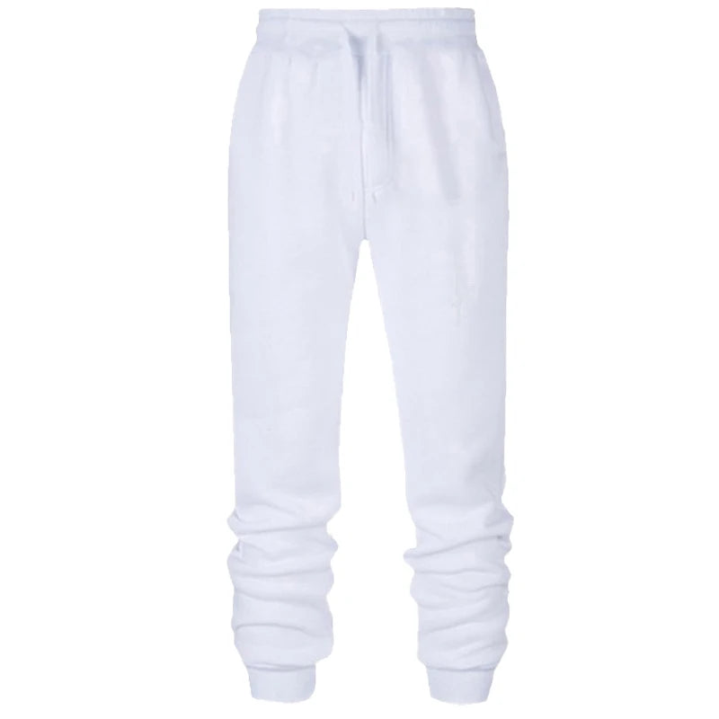 Men’s Casual Sports Jogger Sweatpants Gym Pants in white color, designed for comfort and activewear.