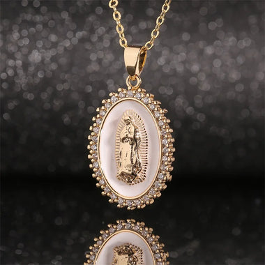 Classic Women's Fashion Virgin Mary Religious Pendant Necklace Girls Pop Jewelry Anniversary Birthday Party Mother's Day Gift