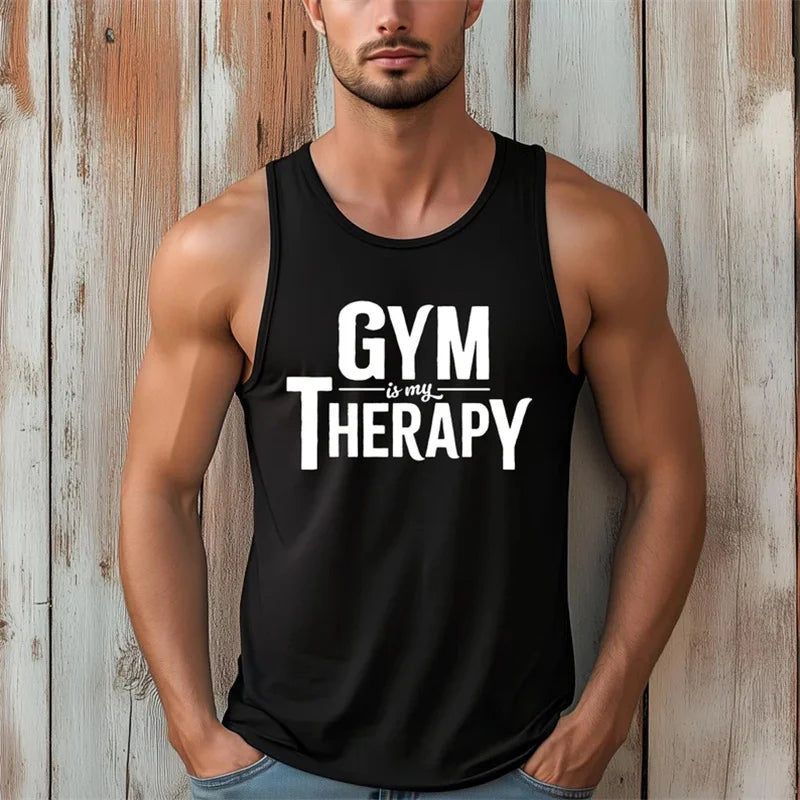 Gym Is My Therapy Men’s Sleeveless Fitness Vest