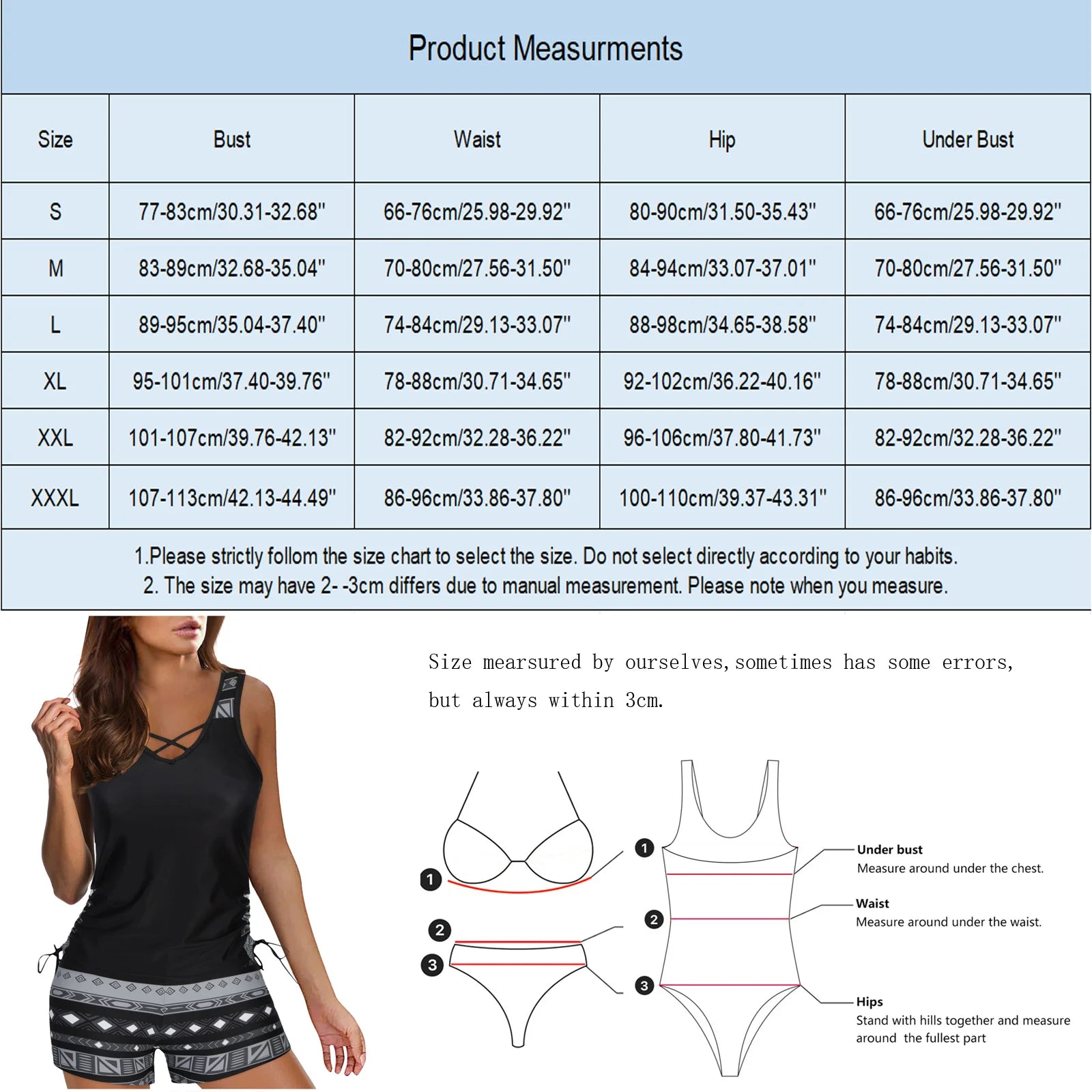 Bikini Sets With Shorts Women Vintage Printed Tankini