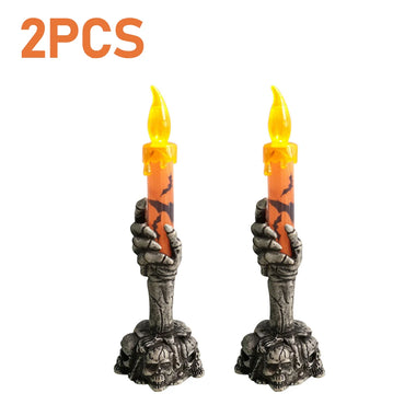 10-1PCS Skull Ghost Holding Candle Lamp Holloween Decoration Gothic Candle Lamp Scary Skeleton Ghost Holding Candles Ornaments