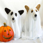 Dog Holloween Cosplay Costume Horror Spooky Outfits Animal Hooded Cape Pet Carnival Party Role Play White Ghost COS