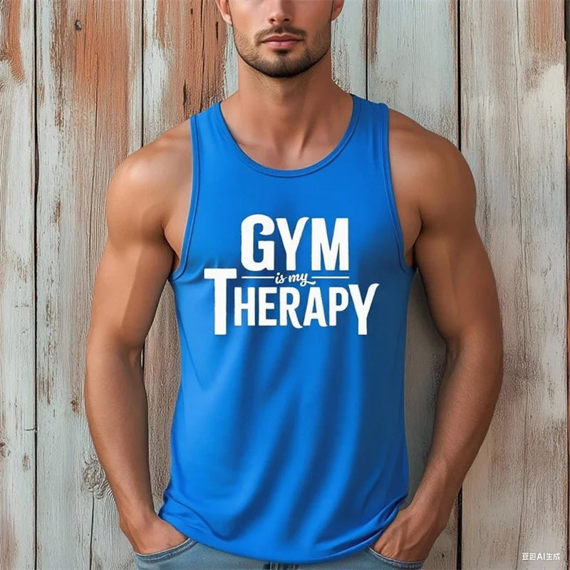 Gym Is My Therapy Men’s Sleeveless Fitness Vest