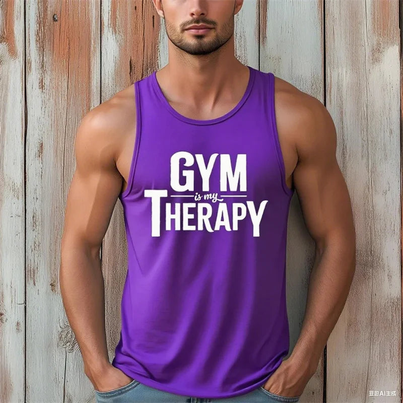 Gym Is My Therapy Men’s Sleeveless Fitness Vest