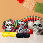 9Pcs/set Holloween Theme Skull Honeycomb Desktop Ornaments for Home Bar Mexican Day of The Dead Halloween Party Decoration