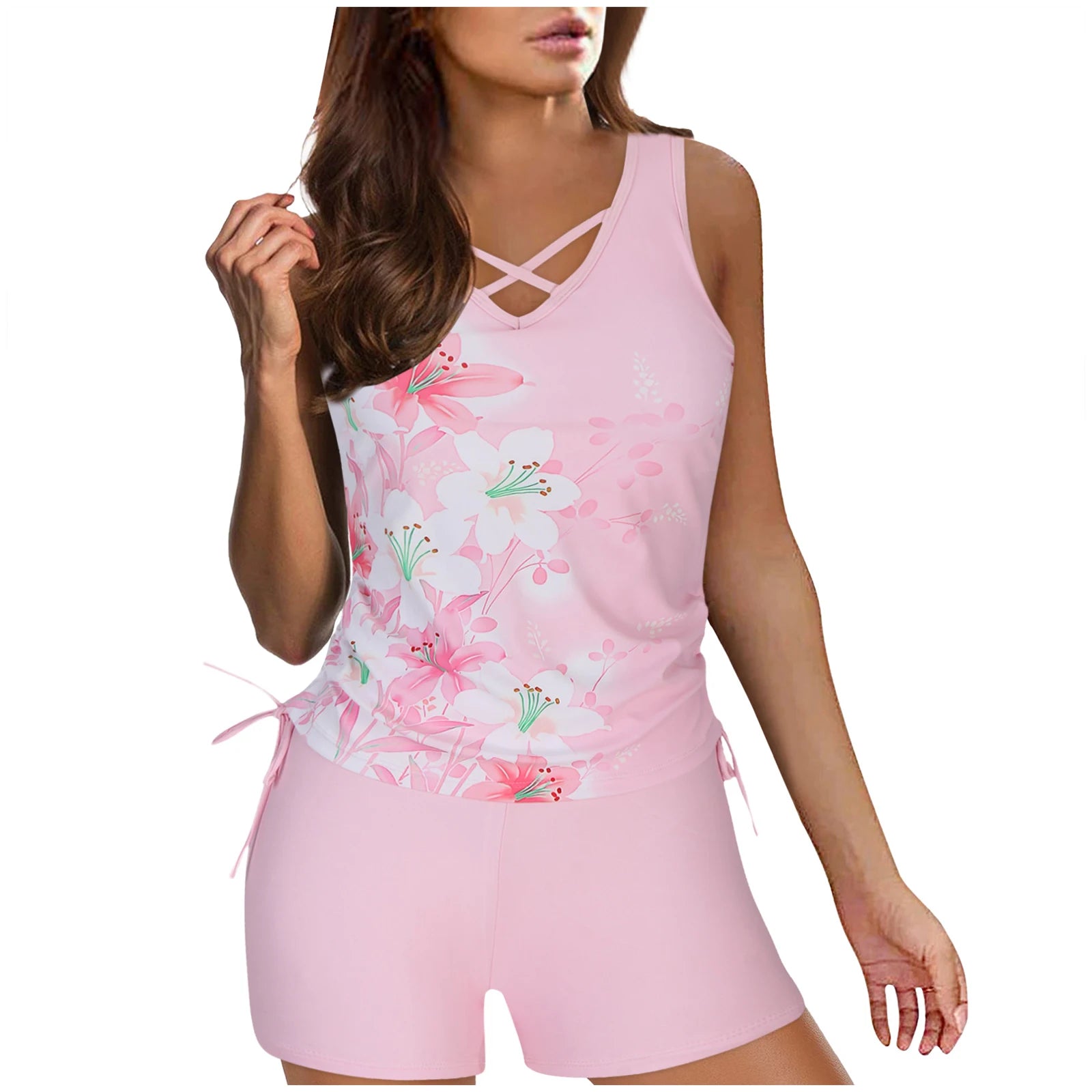 Bikini Sets With Shorts Women Vintage Printed Tankini