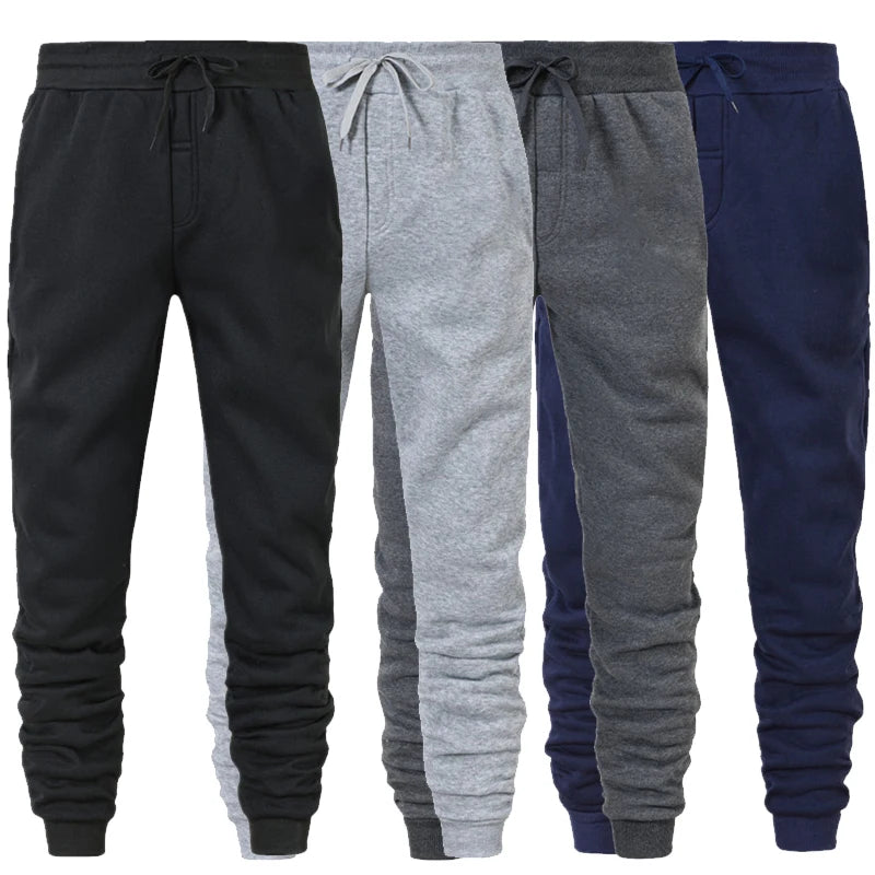 Men’s Casual Sports Jogger Sweatpants Gym Pants in black, grey, dark grey, and navy colors.