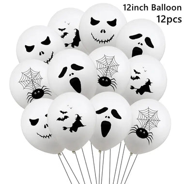 12Pcs Pumpkin Ghost Halloween Party Decor Carnival Balloons Kids Gifts Toy Happy Holloween Decor for Home Haunted House Ornament