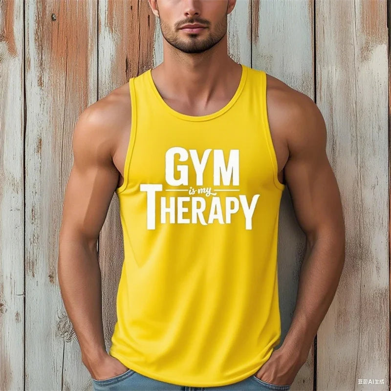Gym Is My Therapy Men’s Sleeveless Fitness Vest