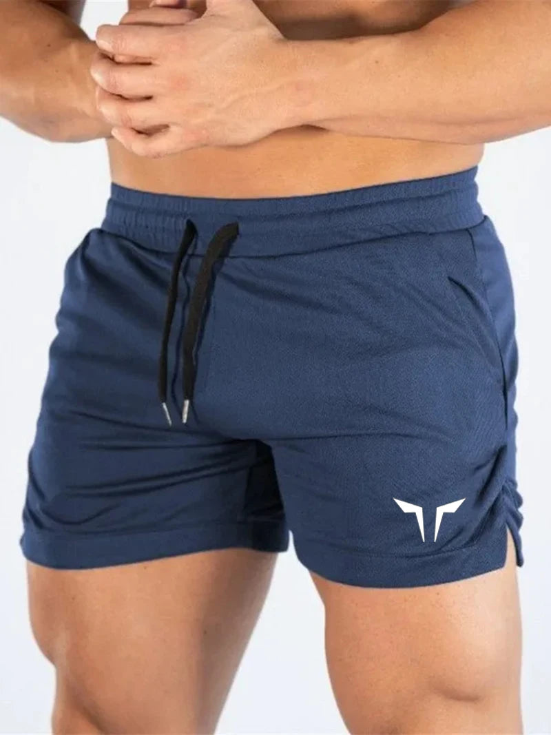 Summer Men's Fitness Shorts Gym Shorts Gyms Short Pants, lightweight blue gym shorts perfect for workouts and outdoor activities.