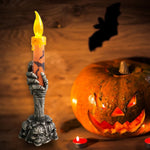 10-1PCS Skull Ghost Holding Candle Lamp Holloween Decoration Gothic Candle Lamp Scary Skeleton Ghost Holding Candles Ornaments