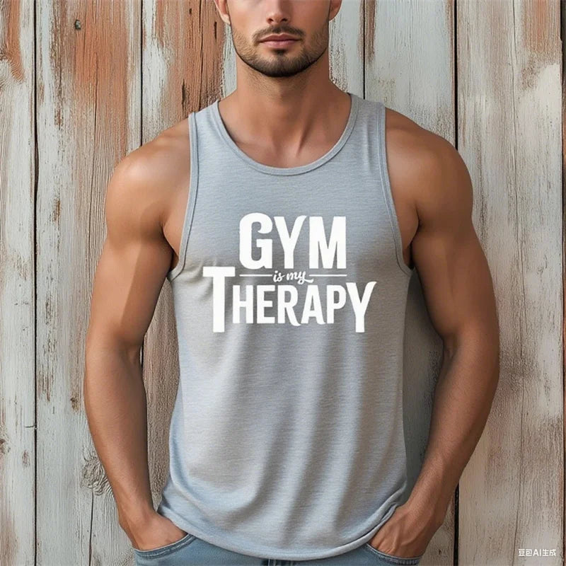 Gym Is My Therapy Men’s Sleeveless Fitness Vest