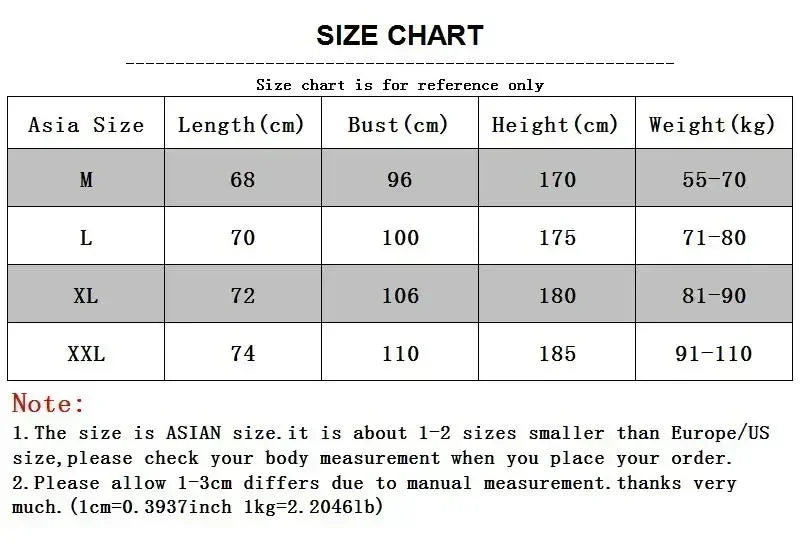 Size chart for Men’s Gym Tank Top Cotton Y-Back Fitness Muscle Bodybuilding Vest with measurements for M, L, XL, and XXL.