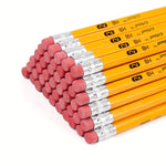 50/100/150pcs Pencils With Eraser Top, 2 HB Pencils Drawing And Sketching, Yellow Wood-Cased Pencils For Office,School Supplies