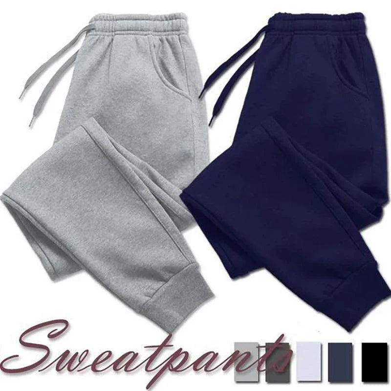 Men’s Casual Fashion Jogger Sweatpants Gym Running Workout Trousers in gray and navy color options.