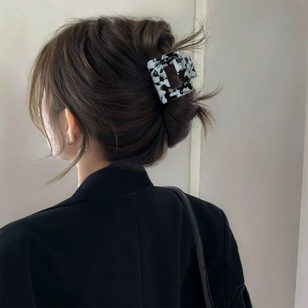 8Pcs Hair Claw Clips,  Hair Clips Square Hair Jaw Clips Hair Accessories for Women Medium Hair Clips Tortoise Barrettes Hair Accessories