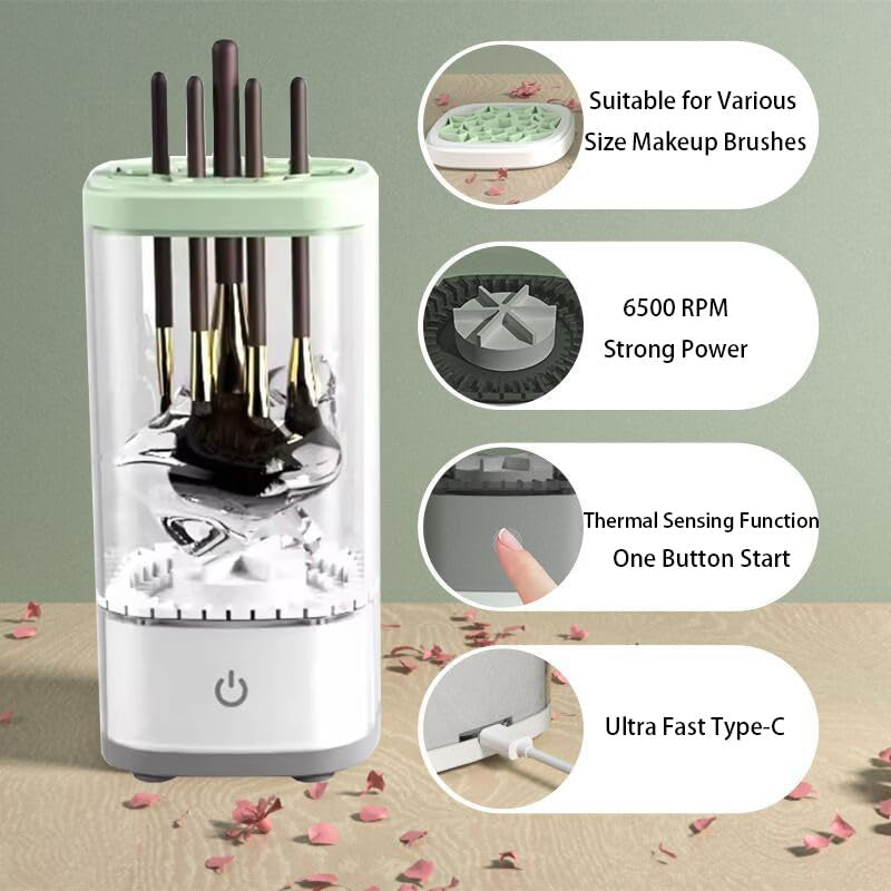 Electric Makeup Brush Cleaner Machine Ultra Fast Type-C Make up Brush Washer Automatic Energy Saving Brush Deep Cleanser Tool Quick Efficient Clean and Dry Ultra for All Size Makeup Brush